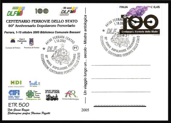 La cartolina con annullo postale del DLF Ferrara.