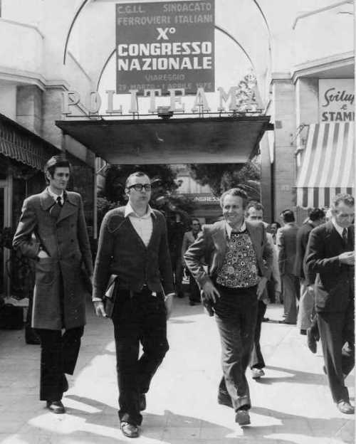 Nella foto la delegazione Riminese al X Congresso Nazionale del Sindacato Ferrovieri Italiano a Viareggio del 1973. Si riconoscono da sinistra Giovanni Vannini, Renzo Capelli, Tiziano Giulianelli e Emo Demetrio.